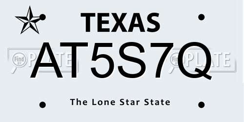 AT5S7Q Texas License Plate