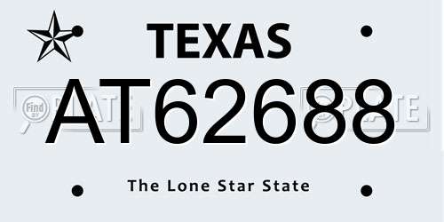 AT62688 Texas License Plate