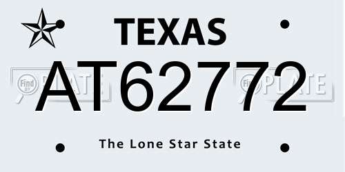 AT62772 Texas License Plate