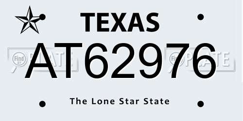 AT62976 Texas License Plate