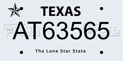 AT63565 Texas License Plate