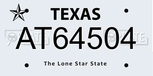 AT64504 Texas License Plate
