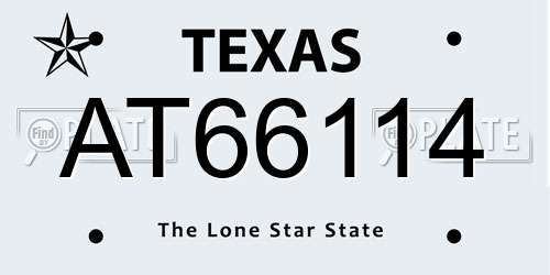 AT66114 Texas License Plate