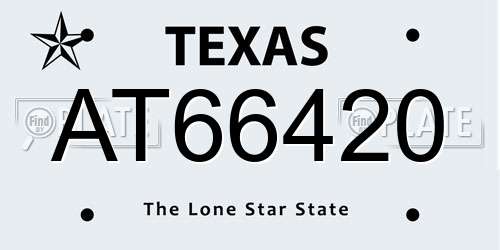 AT66420 Texas License Plate