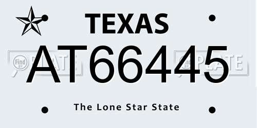 AT66445 Texas License Plate