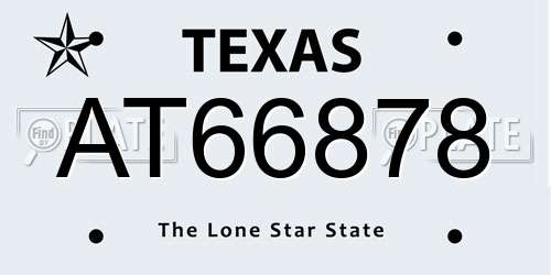 AT66878 Texas License Plate