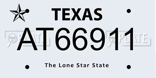 AT66911 Texas License Plate