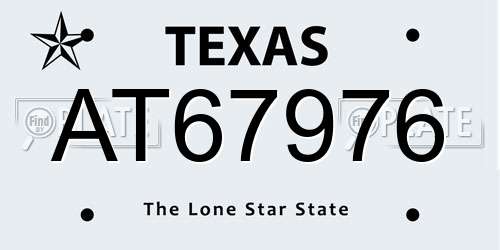 AT67976 Texas License Plate