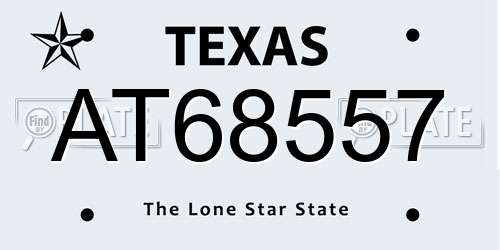 AT68557 Texas License Plate