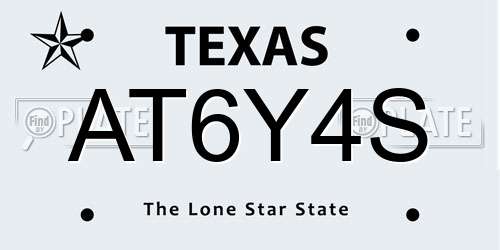AT6Y4S Texas License Plate