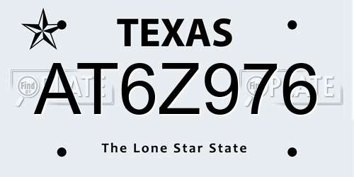AT6Z976 Texas License Plate
