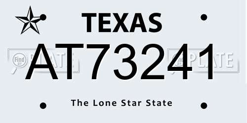 AT73241 Texas License Plate
