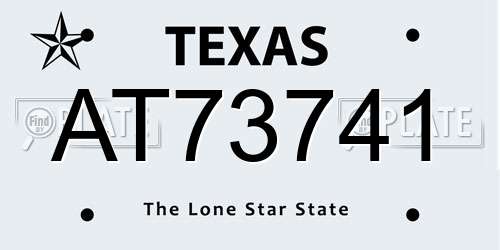 AT73741 Texas License Plate