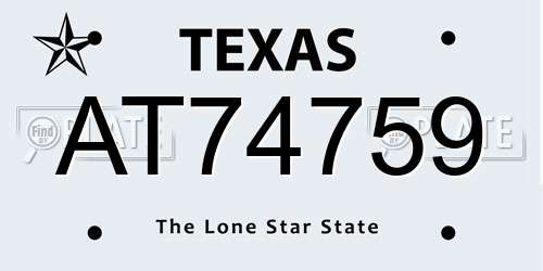 AT74759 Texas License Plate