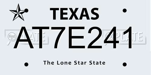 AT7E241 Texas License Plate