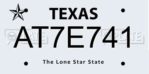 AT7E741 Texas License Plate