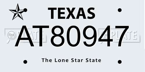 AT80947 Texas License Plate