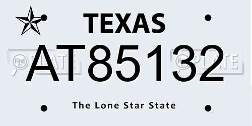 AT85132 Texas License Plate