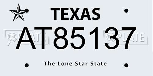 AT85137 Texas License Plate