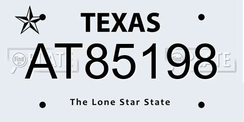 AT85198 Texas License Plate