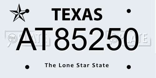 AT85250 Texas License Plate