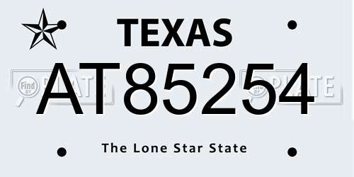 AT85254 Texas License Plate