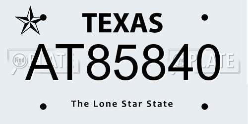 AT85840 Texas License Plate