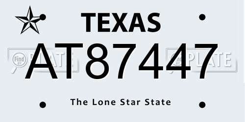 AT87447 Texas License Plate