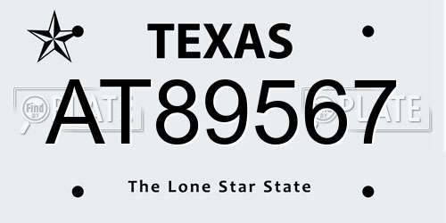 AT89567 Texas License Plate
