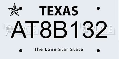 AT8B132 Texas License Plate