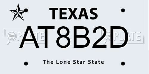 AT8B2D Texas License Plate