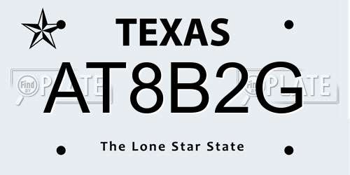 AT8B2G Texas License Plate