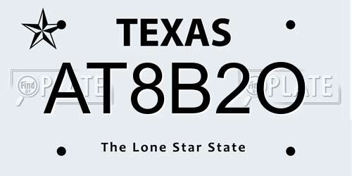 AT8B2O Texas License Plate