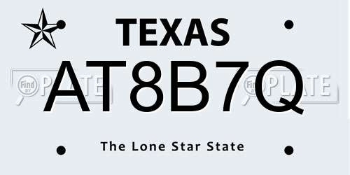 AT8B7Q Texas License Plate
