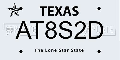 AT8S2D Texas License Plate