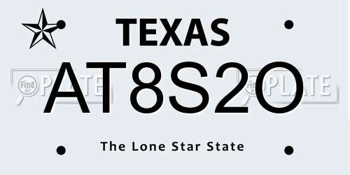 AT8S2O Texas License Plate
