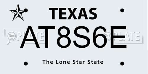 AT8S6E Texas License Plate
