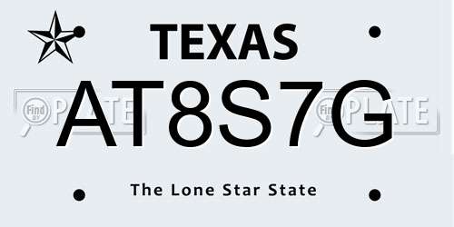 AT8S7G Texas License Plate