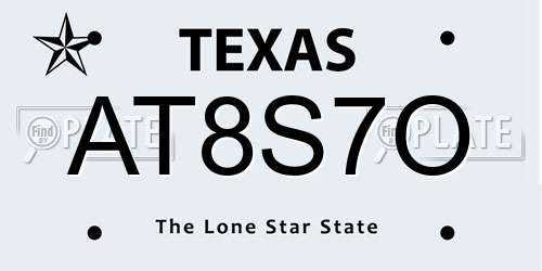 AT8S7O Texas License Plate