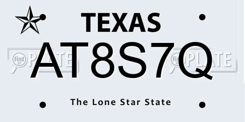 AT8S7Q Texas License Plate