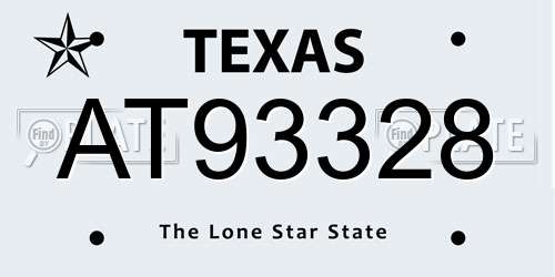 AT93328 Texas License Plate