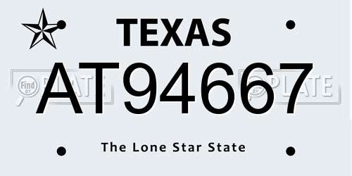 AT94667 Texas License Plate