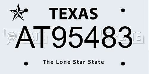 AT95483 Texas License Plate