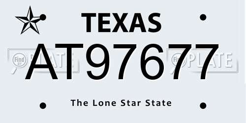 AT97677 Texas License Plate