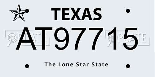 AT97715 Texas License Plate