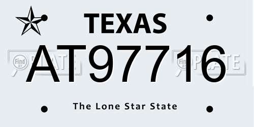 AT97716 Texas License Plate