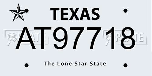 AT97718 Texas License Plate