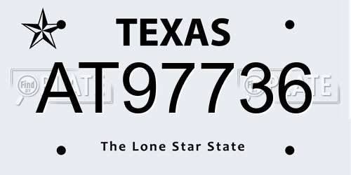 AT97736 Texas License Plate