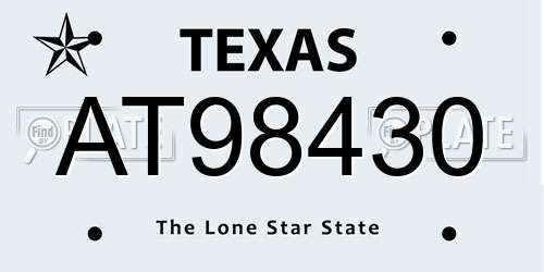 AT98430 Texas License Plate