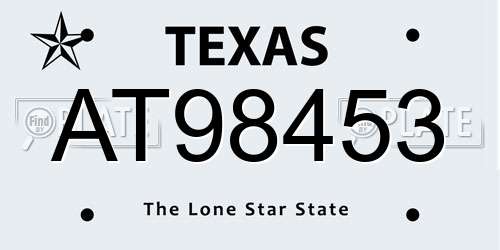 AT98453 Texas License Plate
